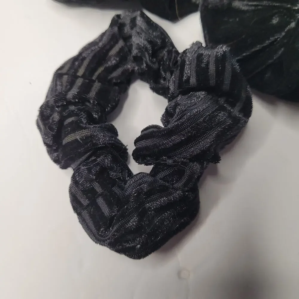 Three Pack Black Hair Scrunchies - Stylish & Gentle Hair Ties